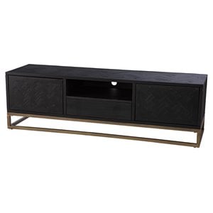 Maklaine Transitional Wood TV - Media Stand for TVs up to 63&quot in Black