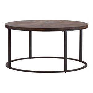maklaine transitional reclaimed wood cocktail table in natural - black