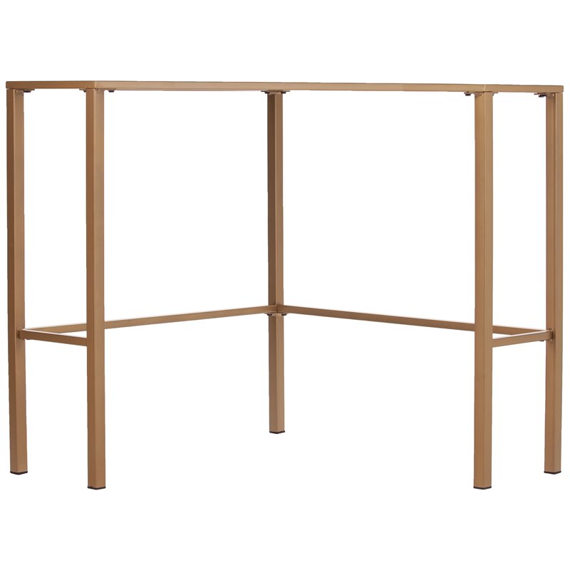 Maklaine Tempered Glass Soft Gold Writing Desk Rectangular Corner 42