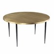 Maklaine Transitional Round Metal Embossed Top Cocktail Table in Bronze