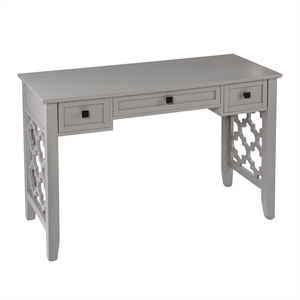 Maklaine Transitional Engineered Wood Writing Desk with Storage in Gray
