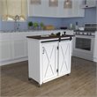 Maklaine Engineered Wood Barn - Door Kitchen Cart in Dark Brown / White