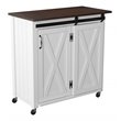 Maklaine Engineered Wood Barn - Door Kitchen Cart in Dark Brown / White