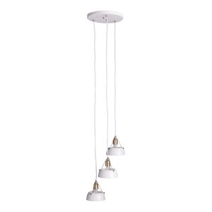 Maklaine Transitional 3 - Light Cluster Pendant in White / Antique Brass