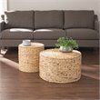 Maklaine Transitional 2-Piece Round Water Hyacinth Storage Set in Natural