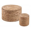 Maklaine Transitional 2-Piece Round Water Hyacinth Storage Set in Natural