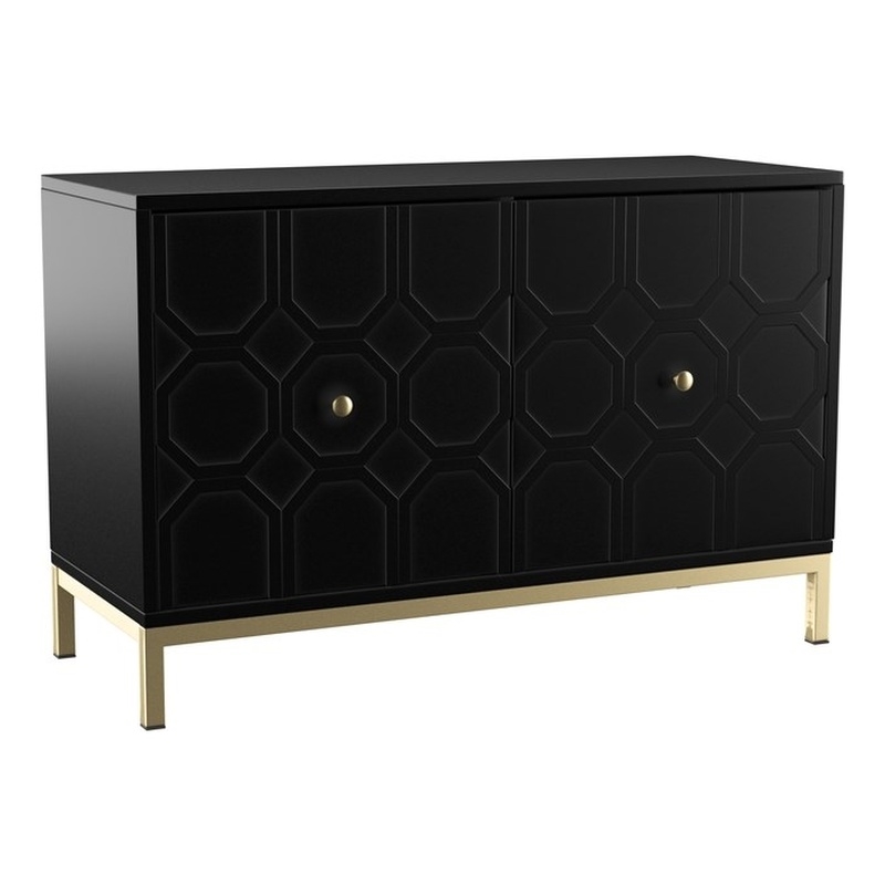 Maklaine Transitional 2-Door Engineered Wood Accent Cabinet in Black
