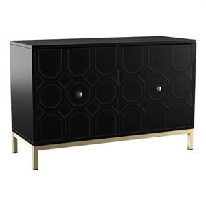 Maklaine Transitional 2-Door Engineered Wood Accent Cabinet in Black
