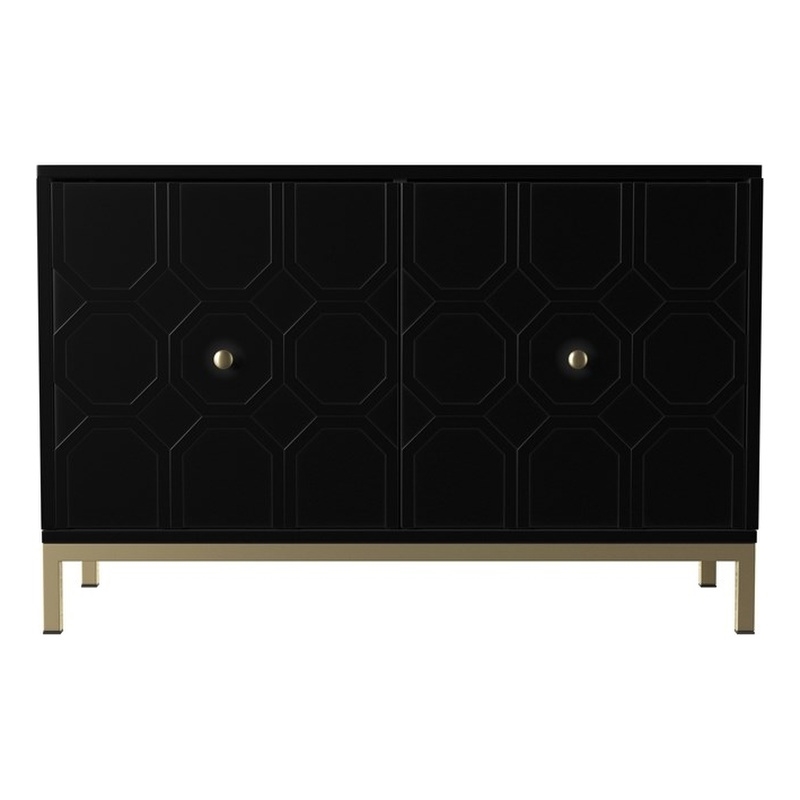Maklaine Transitional 2-Door Engineered Wood Accent Cabinet in Black
