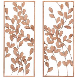 Maklaine Transitional Metal Wall Decors in Dark Gold / Bronze (Set of 2)