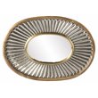 Maklaine Transitional Oval Contemporary Wood Decorative Mirror in Silver