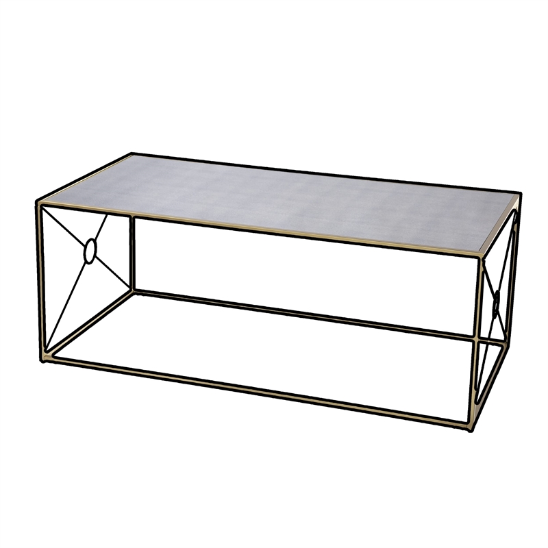 Maklaine Transitional Mirror Top Cocktail Table in Antiqued Mirror - Gold