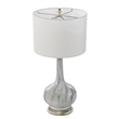Maklaine Transitional Table Lamp with Drum Shade in White / Gray / Silver