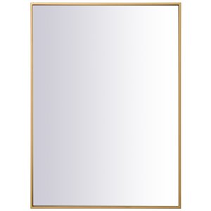 Maklaine 36&quot x 27&quot Contemporary Metal Frame Mirror in Brass Finish
