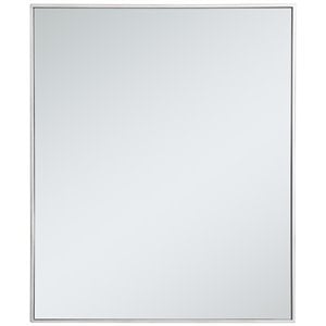 Maklaine 36&quot x 30&quot Contemporary Metal Frame Mirror in Silver