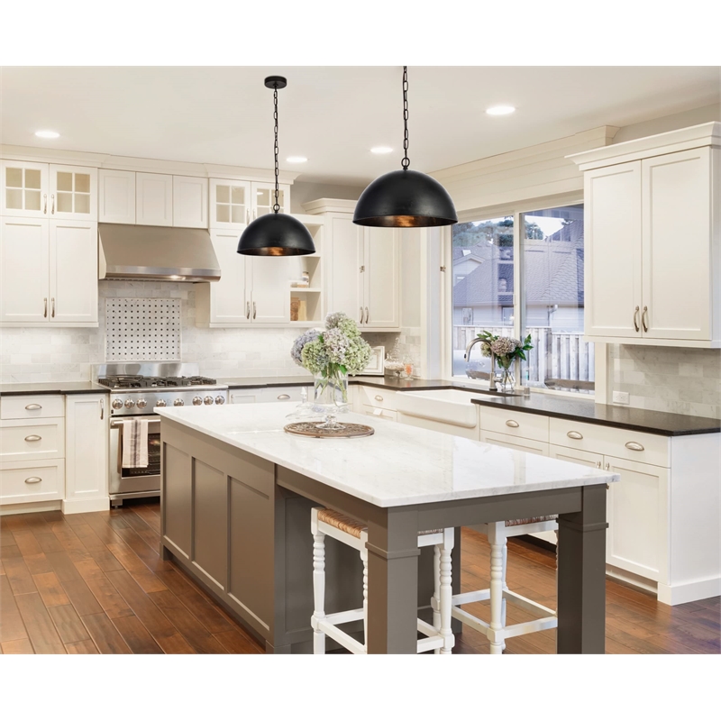 Maklaine Modern 1 - Light Transitional Metal Pendant in Black