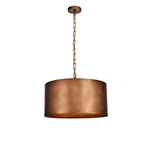 Maklaine 3 - Light Transitional Metal Pendant in Manual Brass