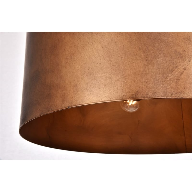 Maklaine 3 - Light Transitional Metal Pendant in Manual Brass