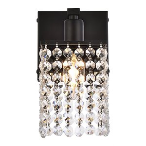 Maklaine Modern 1 - Light Metal Bath Sconce in Black and Clear