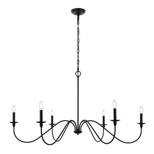 Maklaine 6 - Light Transitional Metal Chandelier in Matte Black