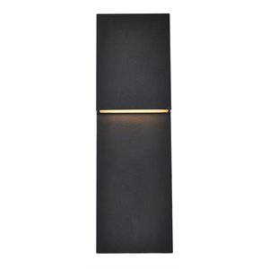 Maklaine Modern 1 - Light Aluminum LED Wall Sconce in Black Finish