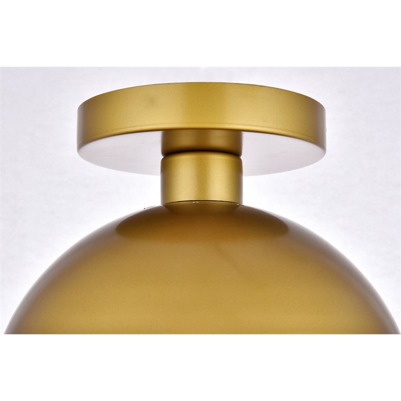 Maklaine 1 - Light Glass & Metal Flush Mount in Brass / Frosted White