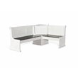 Maklaine Wood Breakfast Nook Set in Off White Dark Brown Finish
