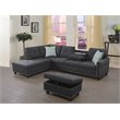 Maklaine Polyester Fabric Sectional Sofa with Ottoman-Dark Gray
