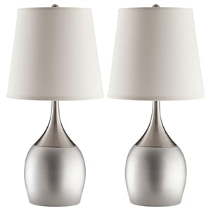 Maklaine Contemporary Metal Table Lamp with Empire Shade in Silver