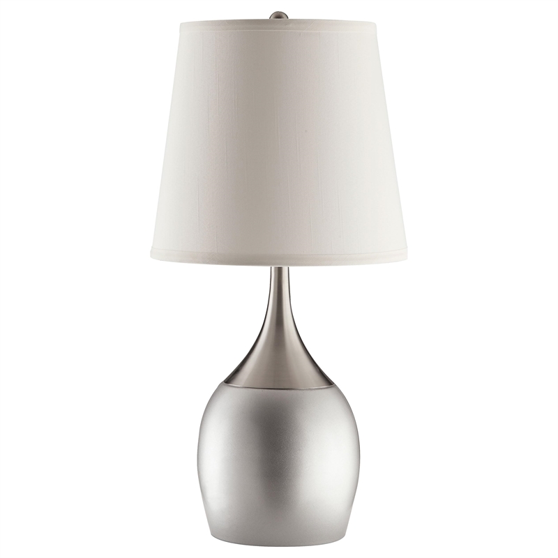 Maklaine Contemporary Metal Table Lamp with Empire Shade in Silver
