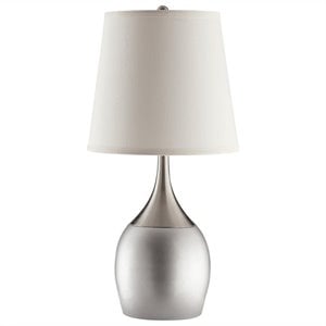 maklaine contemporary metal table lamp with empire shade in silver