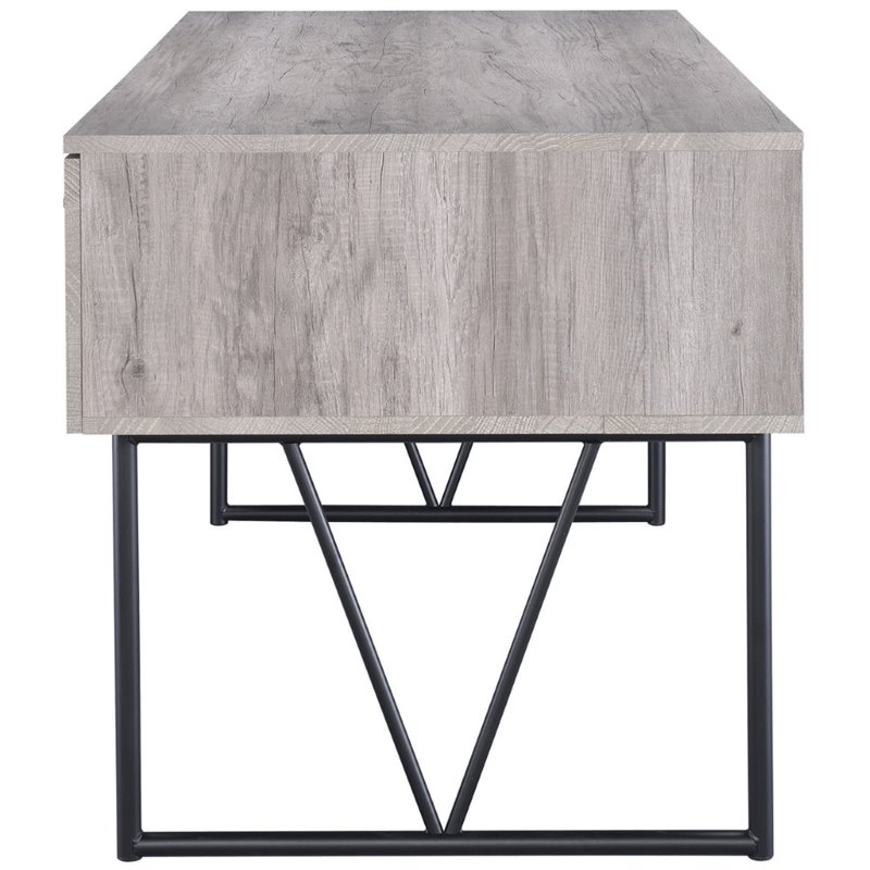 Maklaine 4-drawer Contemporary Wooden Writing Desk in Gray and Black