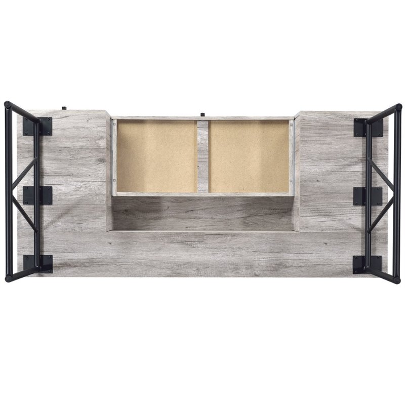 Maklaine 4-drawer Contemporary Wooden Writing Desk in Gray and Black