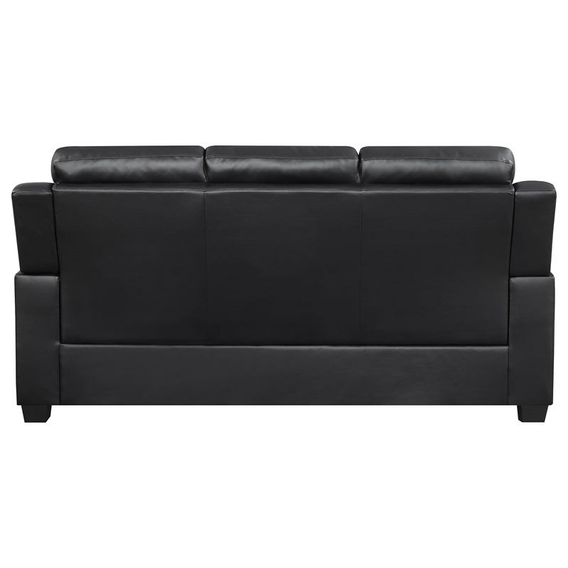 Maklaine Contemporary Tufted Upholstered Faux Leather Sofa in Black