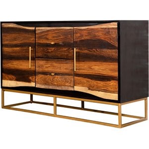 Maklaine Contemporary Wood 2-Drawer Accent Cabinet with Metal Base in Walnut