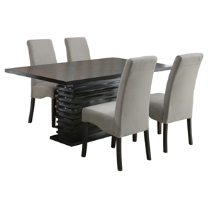 Maklaine Contemporary 5-piece Rectangular Wood Dining Set Black and Gray