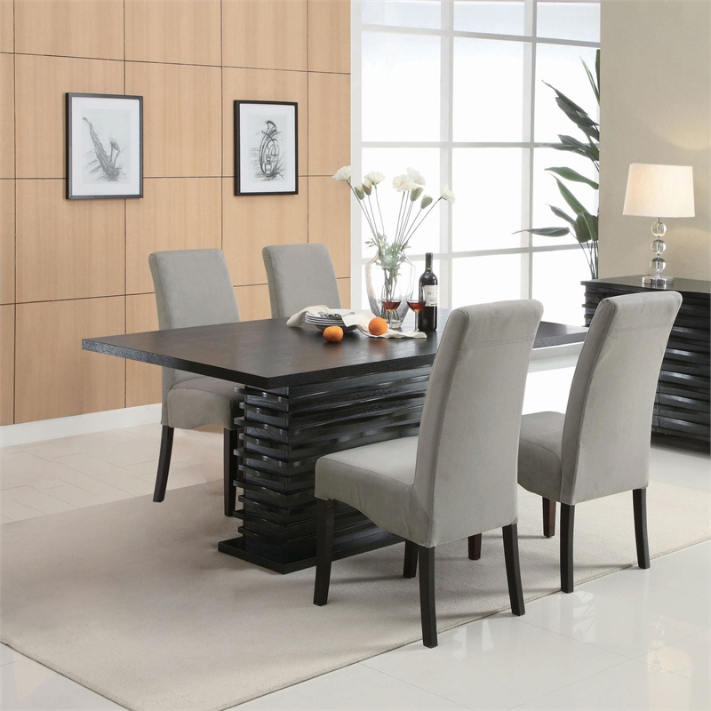 Maklaine Contemporary 5-piece Rectangular Wood Dining Set Black and Gray