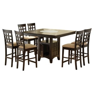 Maklaine 7-piece Wood Square Transitional Dining Set Cappuccino