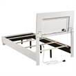 Maklaine Faux Leather Twin Panel Bed with LED Lighting in White