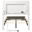 Maklaine Faux Leather Twin Panel Bed with LED Lighting in White