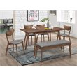 Maklaine 6-piece Wood Dining Room Set Natural Walnut and Gray