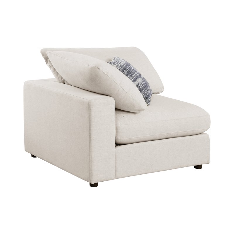 Maklaine 4-Piece Modern Fabric Upholstered Sectional with Ottoman in Beige