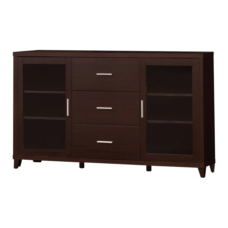 Maklaine Contemporary 4-piece Wood Entertainment Center in Cappuccino