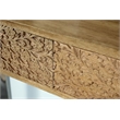 Maklaine Contemporary Wood Console Table with Hand Carved Drawers in Natural
