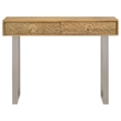 Maklaine Contemporary Wood Console Table with Hand Carved Drawers in Natural