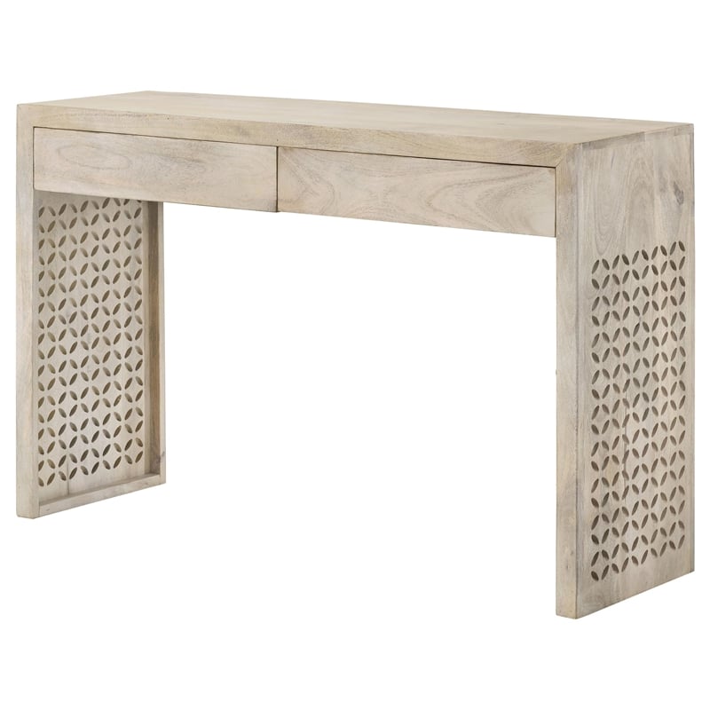 Maklaine Contemporary Wood Console Table with 2-Drawer in Beige