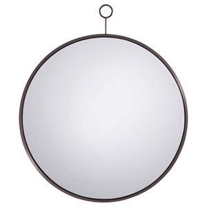 Maklaine Contemporary Glass Round Wall Mirror in Black Nickel