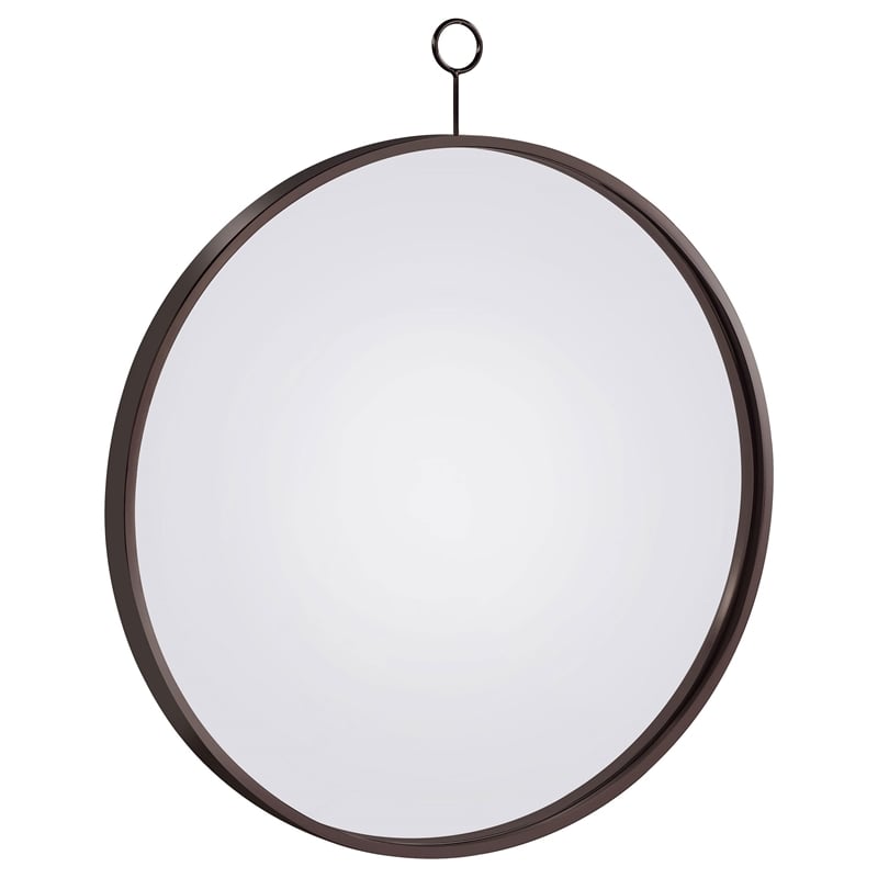 Maklaine Contemporary Glass Round Wall Mirror in Black Nickel