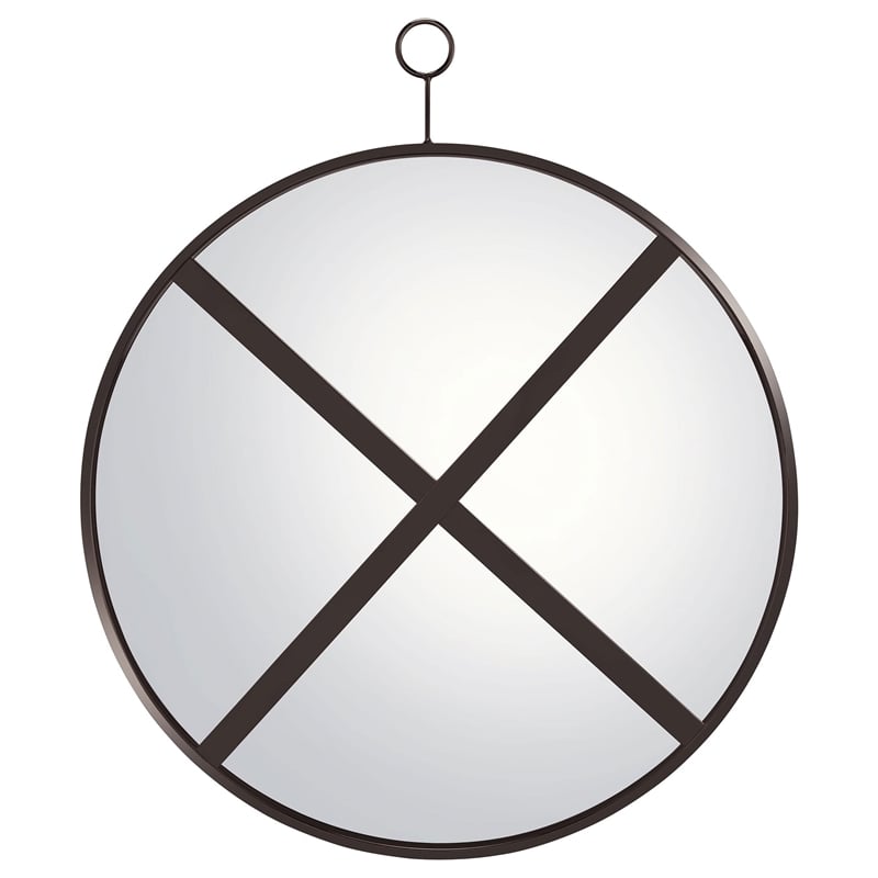 Maklaine Contemporary Glass Round Wall Mirror in Black Nickel