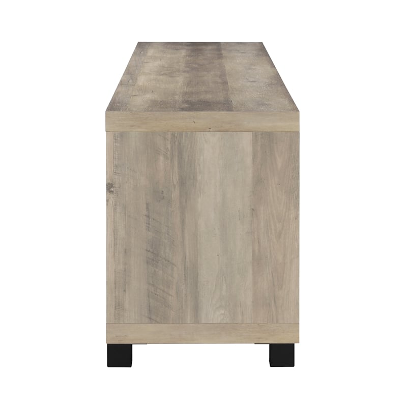 Maklaine Wood TV Stand with Glass Door for TVs up to 85